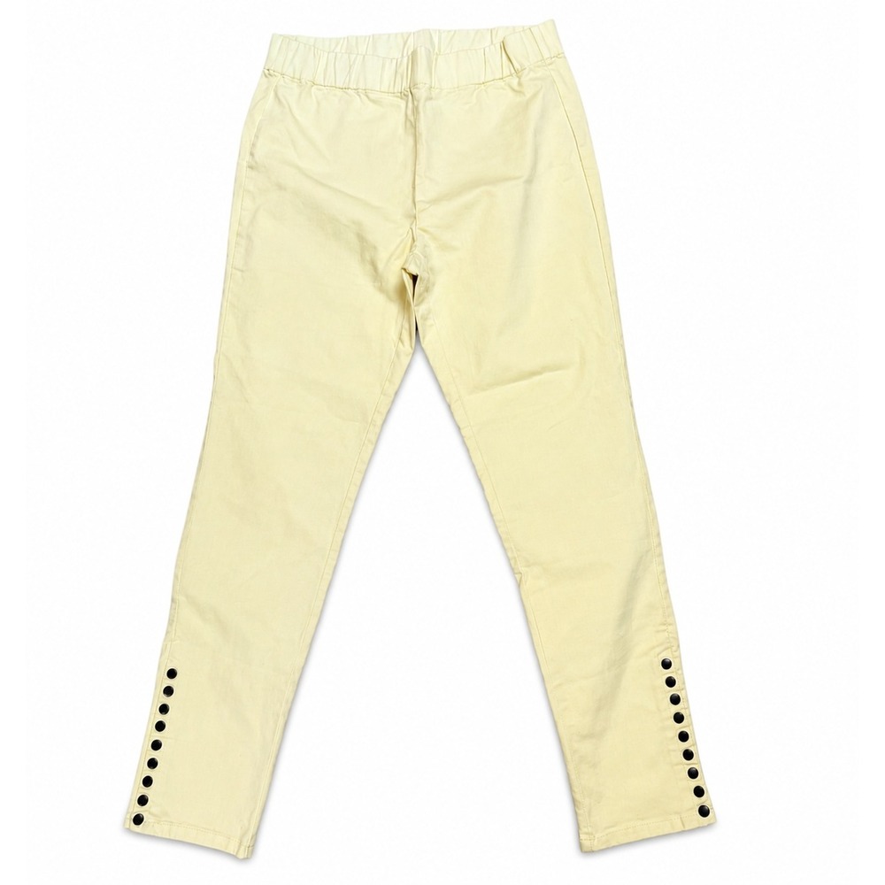 Soft Surroundings Yellow Snap Hem Pants Tall Lg Elastic Waist Slim Leg Pastel
